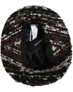 Dolce & Gabbana Acrylic Tweed Bucket Capello Hat - Black