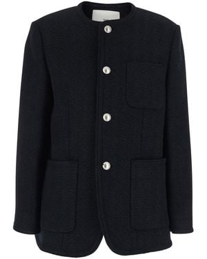 DUNST Crew Neck Jacket With Three Front Pockets - Black