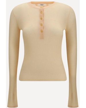 Chloé Pull En Laine Superfine Bleached Sweater - Natural