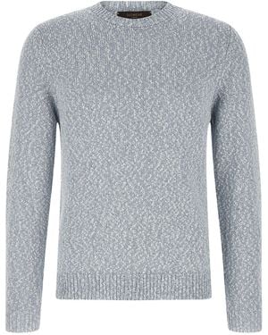 Zanone Two-Tone Knit Cotton Sweater - Gray