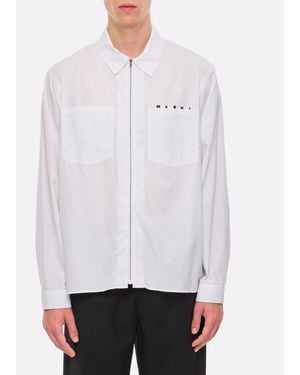 Marni Cotton Full Zip Shirt - White