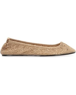 Isabel Marant Belna Crochet Ballet Flats Knit: Polyester Ballerina Shoes - White