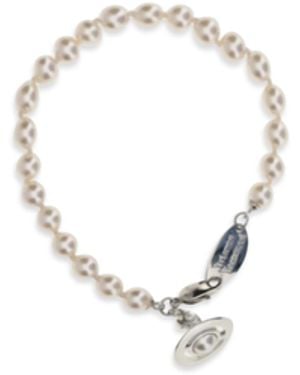 Vivienne Westwood Simonetta Pearl Bracelet Platinum Creamrose Ename Brass Bracelets - Multicolour