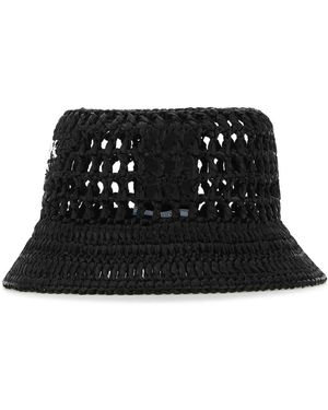 Prada Embroidered Logo Bucket Hat - Black