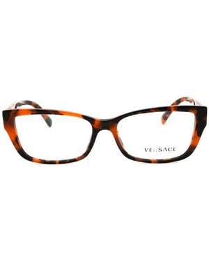Versace Eyeglasses Cat Eye Full Rim, Dark Havana Frame And Clear Demo Lenses Lens Ve3284Ba944 - Brown