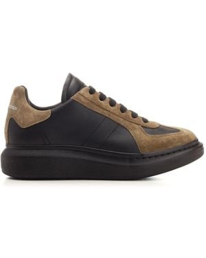 McQueen Leather Oversized Retro Trainers - Black