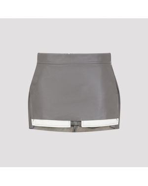 Rick Owens Fog Cutoff Mini Skirt Lamb Leather - Gray