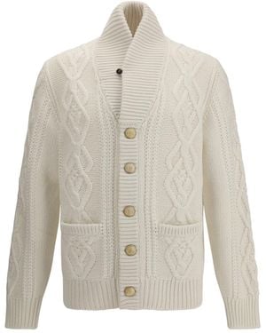 Brunello Cucinelli Cable-Knit Cashmere Cardigan - White