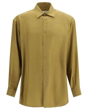 Valentino Garavani Beige Silk Dress Shirt - Green