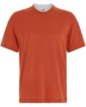 Brunello Cucinelli Double Layer T-Shirt - Orange