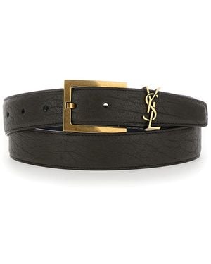 Saint Laurent Belt Cassandre Leather - Black