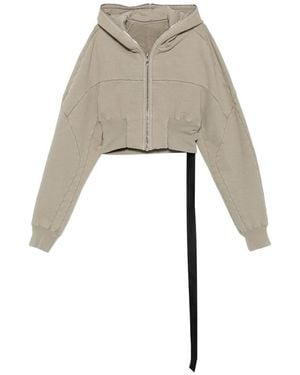 Rick Owens Cropped Hooded Jacket Jersey Cotton - Natural