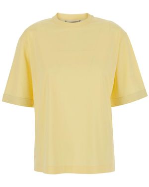 Jacquemus 'Le Tshirt Ventadou' T-Shirt Crew Neck With Gros Grain Logo On The Back - Yellow