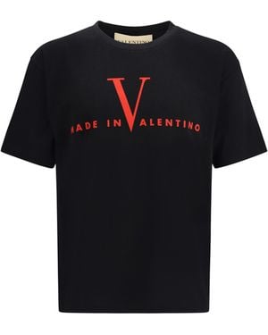 Valentino T-Shirt With A Made Print Cotton T-Shirts - Black