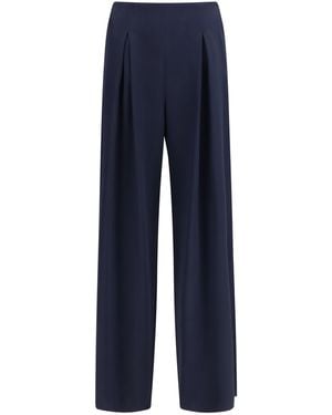 Max Mara Pure Palude Wide-Leg Trousers Silk; Elastane - Blue