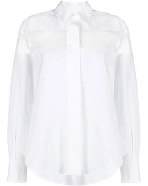 Valentino Sheer-Panel Long-Sleeve Shirt - White