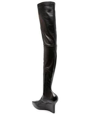 Givenchy Leather Over The Knee Heel Boots - Black