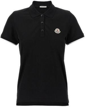 Moncler Logo Patch Polo Shirt - Black