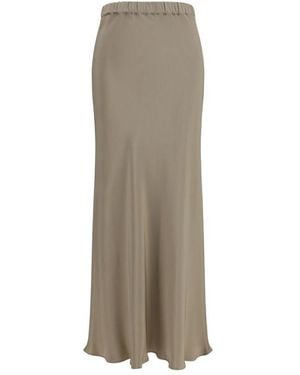 Max Mara Silk Long Skirt - Natural