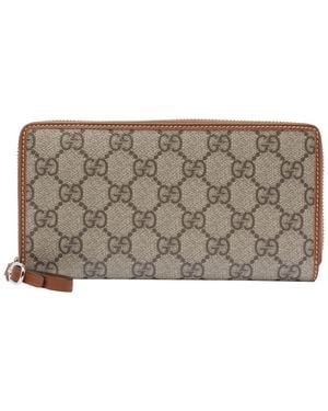 Gucci Gg Emblem Zip Around Wallet - Gray