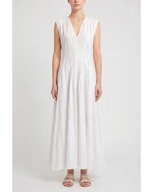 Brunello Cucinelli Bianco Naturale Belted Deep V Dress - White
