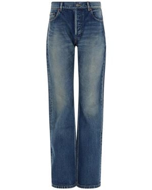 Saint Laurent Straight High Rise Jeans - Blue
