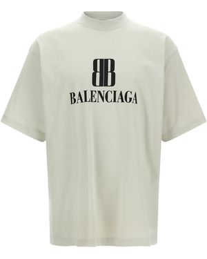 Balenciaga Nano Bb Logo Dry Jersey Medium Fit T-Shirt - White