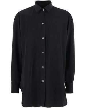 Le Plain Classic Collar Tech Fabric Shirt And Blouses - Blue