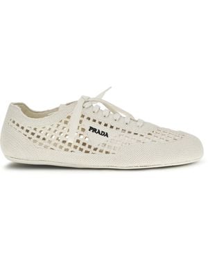 Prada Crochet Sneakers Fabric - White