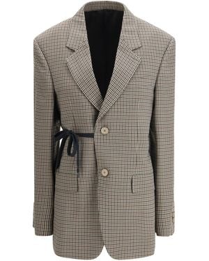 Balenciaga Single-Breasted Vichy Jacket Lyocell - Gray