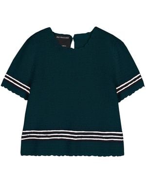 B.B. Wallace Top Turrel Rayures Contrastantes Laine Vert Foncé Multicolore - Blue