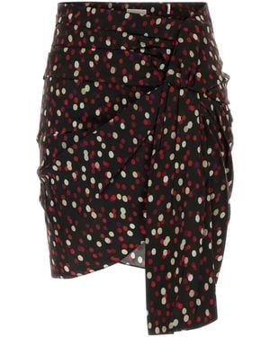 Isabel Marant Printed Stretch Silk Ovia Skirt - Black