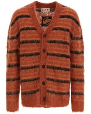 Marni Brushed Striped Cardigan Wm Pl Sweater, Cardigans - Brown