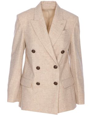Brunello Cucinelli Double Breasted Jacket - Natural