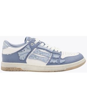 Amiri Light Leather Bandana Skel Low Top Trainers - Blue