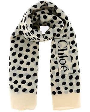 Chloé Printed Silk Chloã Spotted Foulard - Black