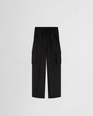 Phoebe Philo Pantalon Cargo Froissé Noir Pants - Black