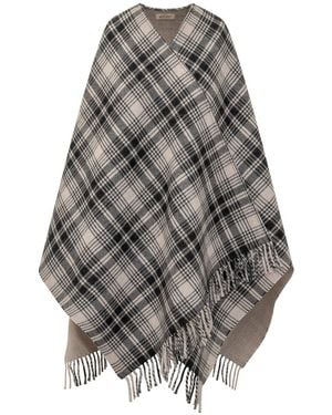 Woolrich Plaid Logo Cape - Grey