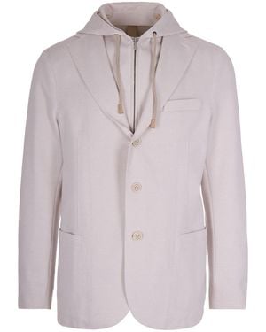 Eleventy Sand Hooded Jacket - White