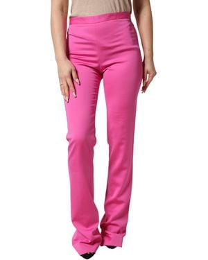 Versace Viscose High Waist Straight Casual Trouser Pants Wool Elastane - Pink