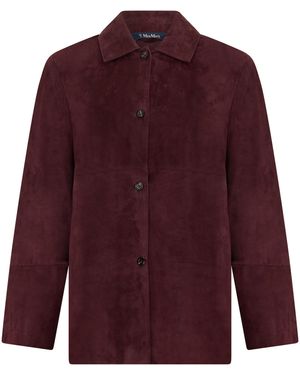Max Mara Suede Jacket Lambskin Leather - Red