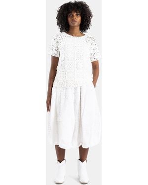 Comme des Garçons Off- Pleated Midi Skirt - White
