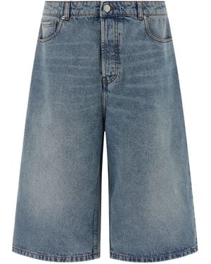 Ami Paris Cotton Bermuda Shorts - Blue
