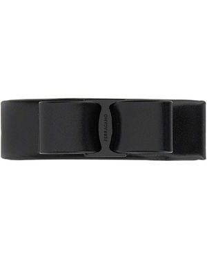 Ferragamo Leather Hair Clip - Black