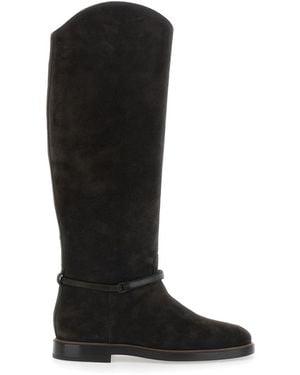 Brunello Cucinelli Boots With Monile Detail Suede - Black