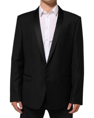 Dolce & Gabbana Wool 1 Button Suit Blazer Pl+Se+Wv - Black