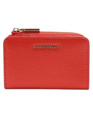 Coccinelle Card Holder Bovine Leather Wallet - Red