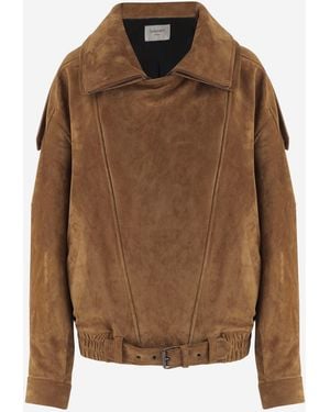 Saint Laurent Leather Jacket Oversized Vintage Split Cowhide - Brown