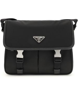Prada Re-Nylon And Saffiano Shoulder Bag - Black