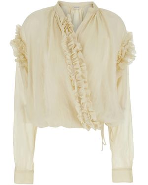 Dries Van Noten Blouse Cenver Silk Shirt - Natural